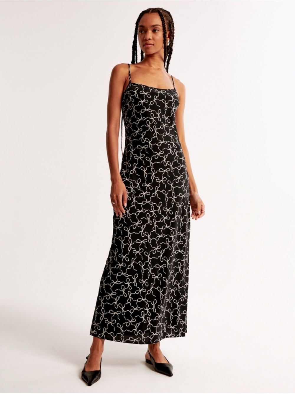 Abercrombie & Fitch Black Maxi Dress with White Bows